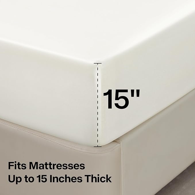 BEDELITE California King Sheets Set, Luxury Soft Ivory White Satin Sheets - Image 6