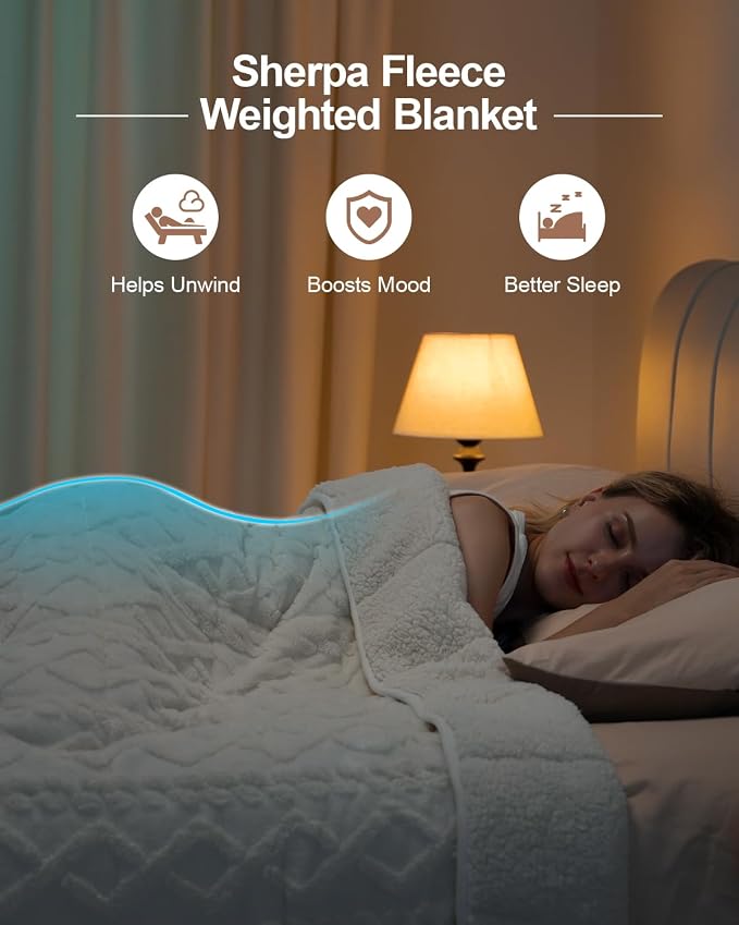 Super Fuzzy Soft Sherpa Fleece Weighted Blanket, 20 lbs Dual Sided Fluffy Heavy - Image 2