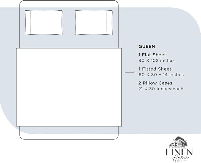Linen Home 100% Cotton Percale Sheets Queen Size, Deep Pocket, 4 Pieces Set - Image 6
