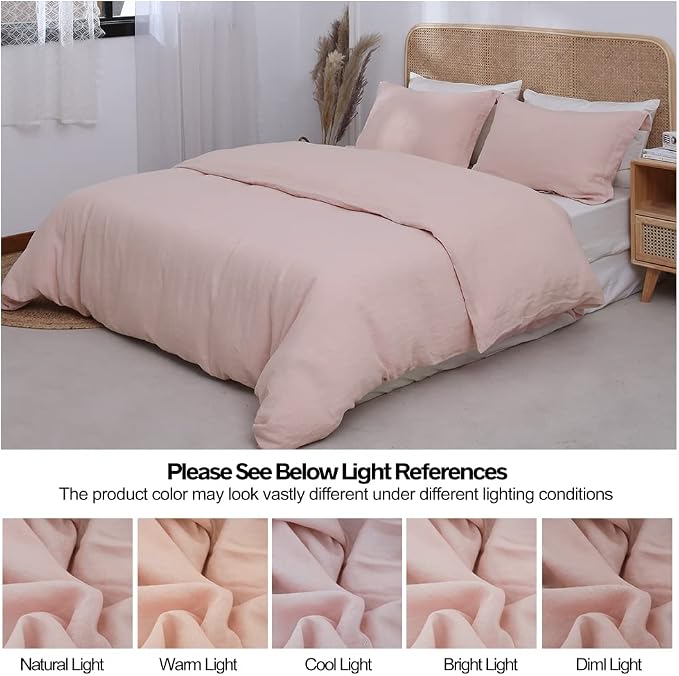 Simple&Opulence 100% Linen Duvet Cover Set 3pcs Basic Style Natural French - Image 6