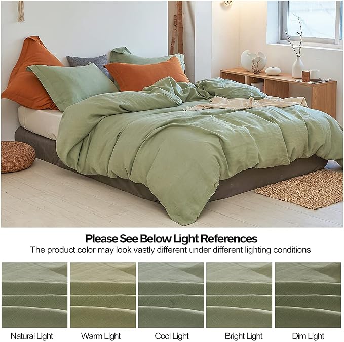Simple&Opulence 100% Linen Duvet Cover Set 3pcs Basic Style Natural French - Image 6