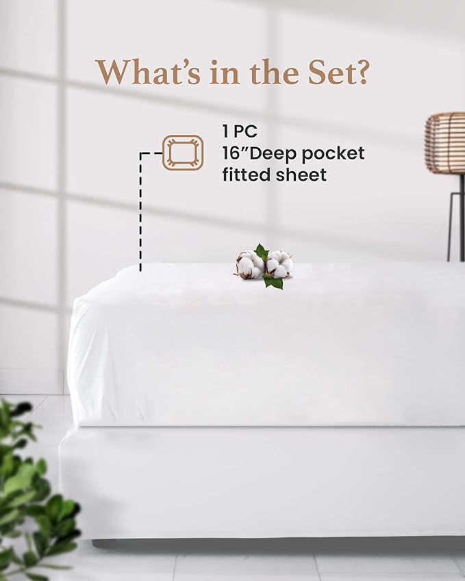Good Sleep Bedding 800 TC Queen Fitted Sheet Only, Soft & Breathable Fitted Bed - Image 3