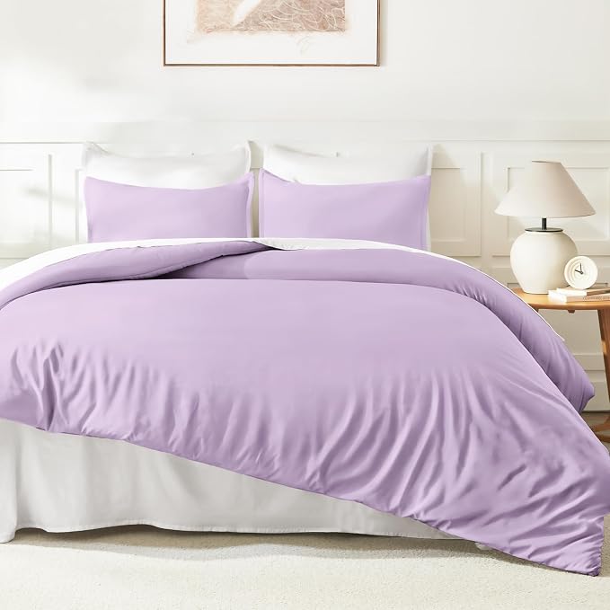 Litanika Lavender Purple Comforters Queen Size, 3 Pieces Lightweight Solid - Image 6