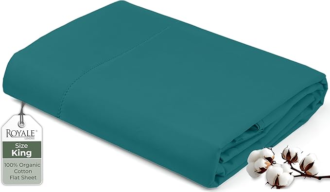 Royale Linens 100% Organic Cotton King Flat Sheet Only by ROYALELINENS