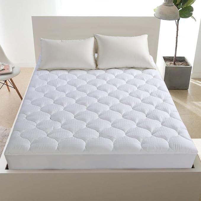LEISURE TOWN Cotton Queen Mattress Pad Fitted Quilted Mattress Cover Pillow Top - Image 9