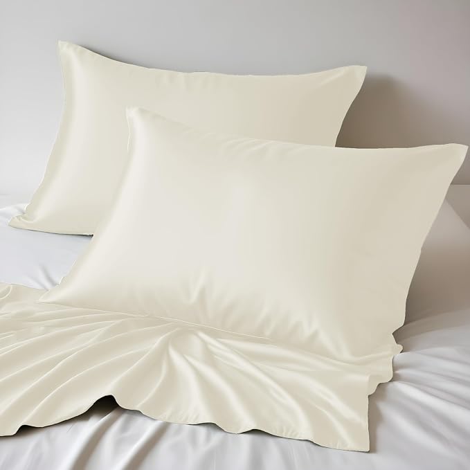 LINENWALAS 100% Rayon Derived from Bamboo Silk Pillow Cases Set of 2, Soft by LINENWALAS