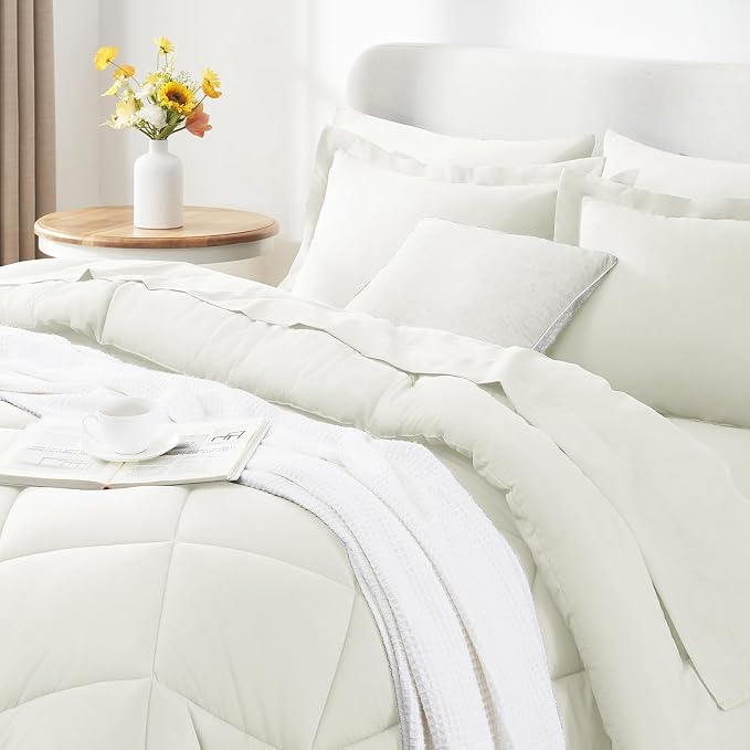 CozyLux Full Size Comforter Sets Ivory - Image 3