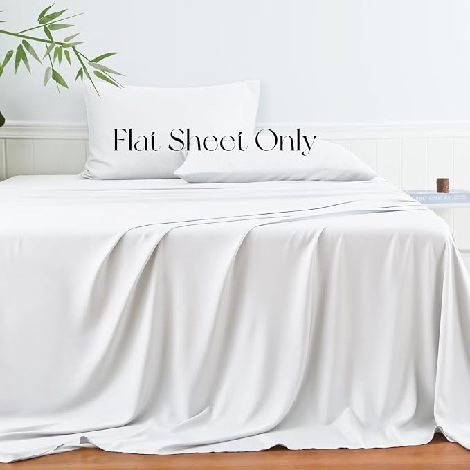 Bamboo Viscose Flat Sheets Only, 400 Thread Count Sateen Weave TwinXL Size Flat - Image 2