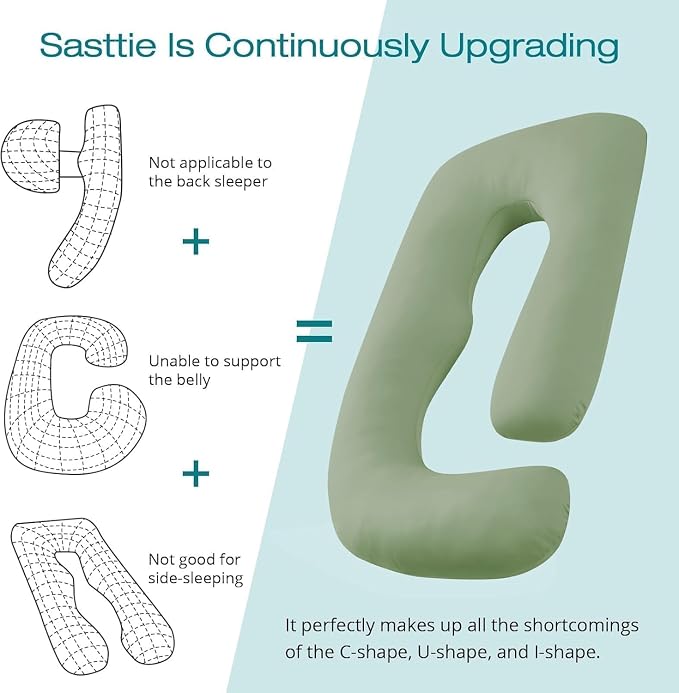 Sasttie Pregnancy Pillows for Sleeping, Jumbo U Shaped Cooling Full Body Pillow - Image 4