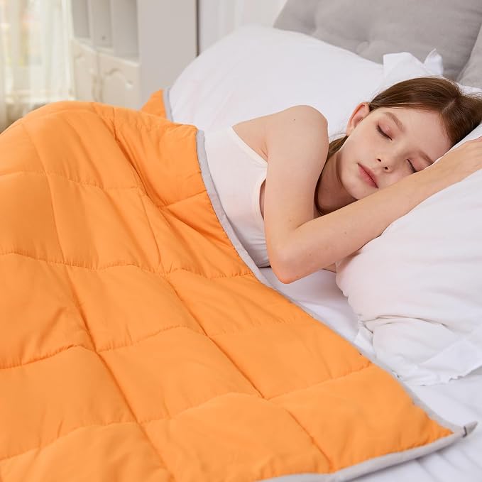Weighted Blanket 7lbs Twin Size Orange Grey 41"x60" Weighted Blankets Heavy - Image 3