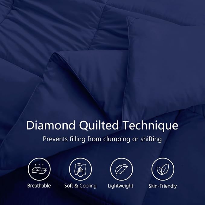 TEXARTIST Premium 2100 Series Queen Comforter All Season Breathable Navy Blue - Image 2