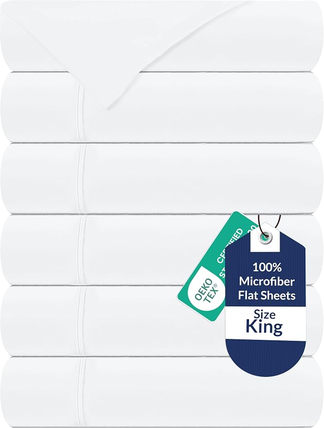 Royale Linens 6 Pack Bulk Flat Sheet Set by ROYALELINENS