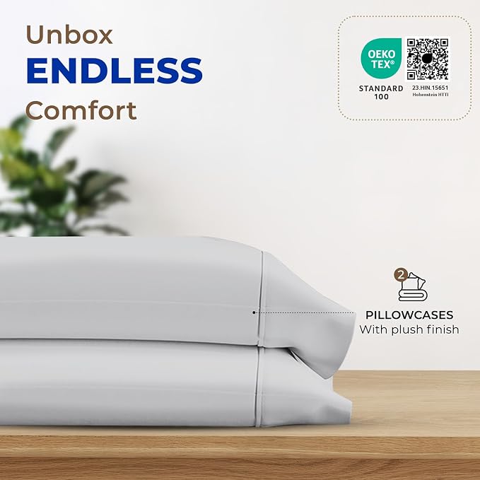 Thread Spread 100% Egyptian Cotton Pillow Cases Queen Size Set of 2 - Image 3