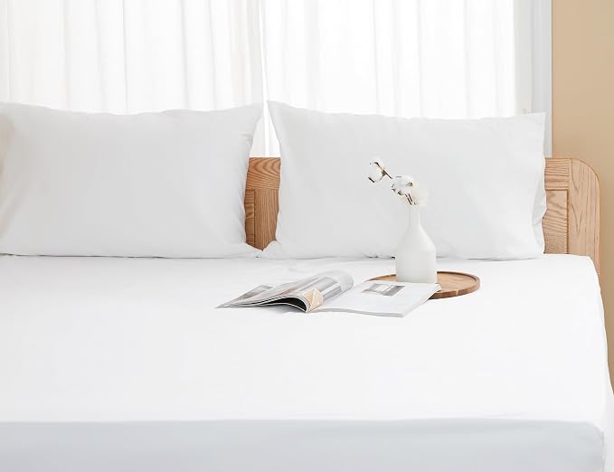 Pillow Cases, King Size Cotton Percale Weave Pillowcases, Pre-Shrunk Breathable - Image 7
