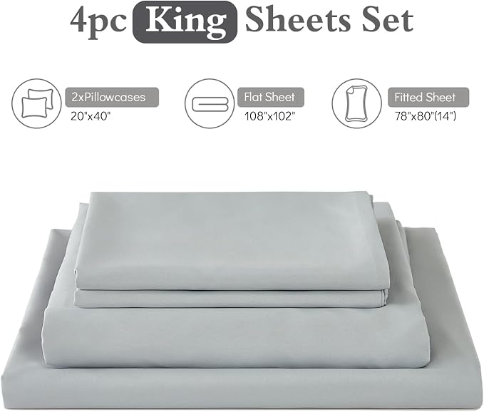 ILAVANDE King Size Sheets Set, 4 Piece Hotel Luxury Super Soft 1800 Series - Image 7