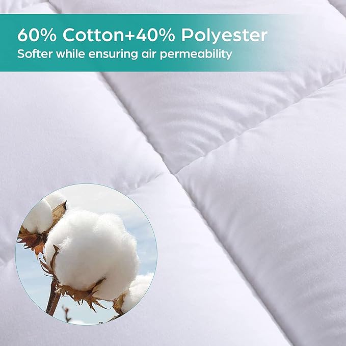 WhatsBedding Waterproof Mattress Pad Cal-King Size Cotton Top Down Alternative - Image 3