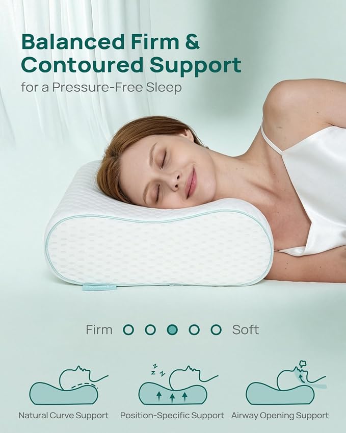 Releep Memory Foam Neck Pillow for Pain Relief – Adjustable Contour, Portable & - Image 4