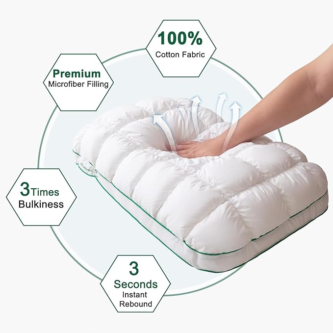 YOUR MOON Fluffy Support Bed Pillow Standard Size Set of 2, Super Soft Premium - Image 3