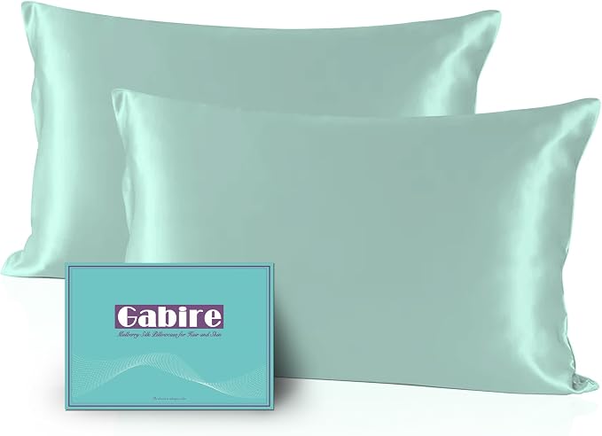 Gabire Mulberry Silk Pillow Cases Set of 2, Both Sides Real Silk Pillow Cover by MulberrySilkPillowcases