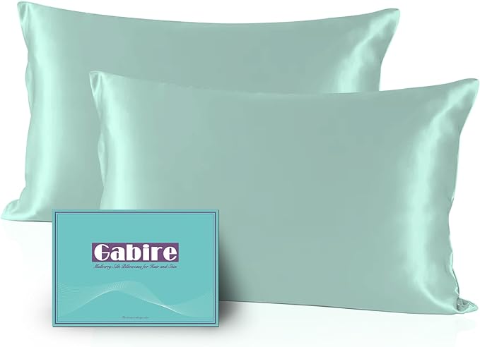 Gabire Mulberry Silk Pillowcases Set of 2, Both Sides Real Silk Pillow Covers by MulberrySilkPillowcases