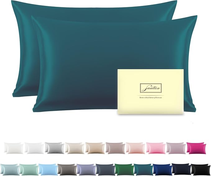 Silk Pillow Cases 2 Pack, Soft Breathable and Sliky Standard Size Pillow Cases by Suatien