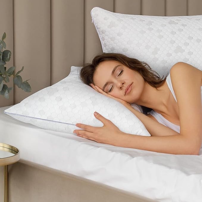 HIMOON Shredded Memory Foam Pillows, Medium Firm Standard Size Pillows 2 Pack - Image 7