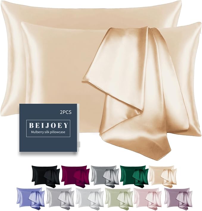 100% Mulberry Silk Pillowcase 2 Pack by BEIJOEY