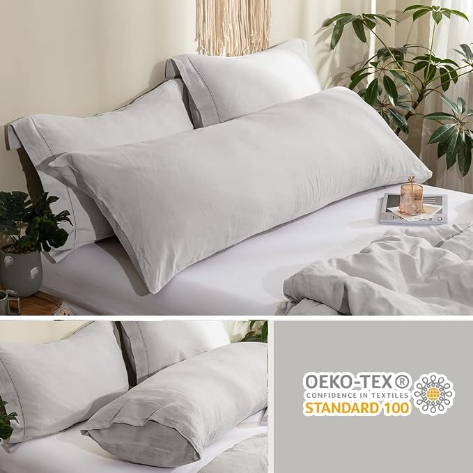 Simple&Opulence Body Pillow Cover 20" x 54", 100% Pure Linen, Ultra Soft and - Image 2