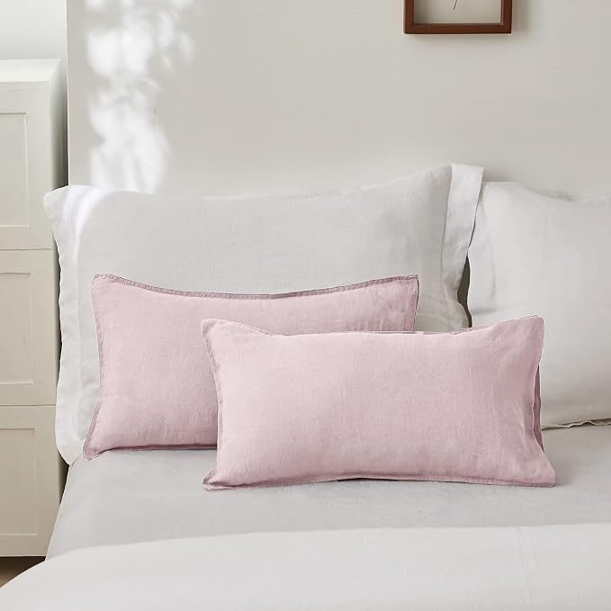 Simple&Opulence 100% Linen Lumbar Pillow Cover 12 x 20 Inches Set of 2 - Image 5