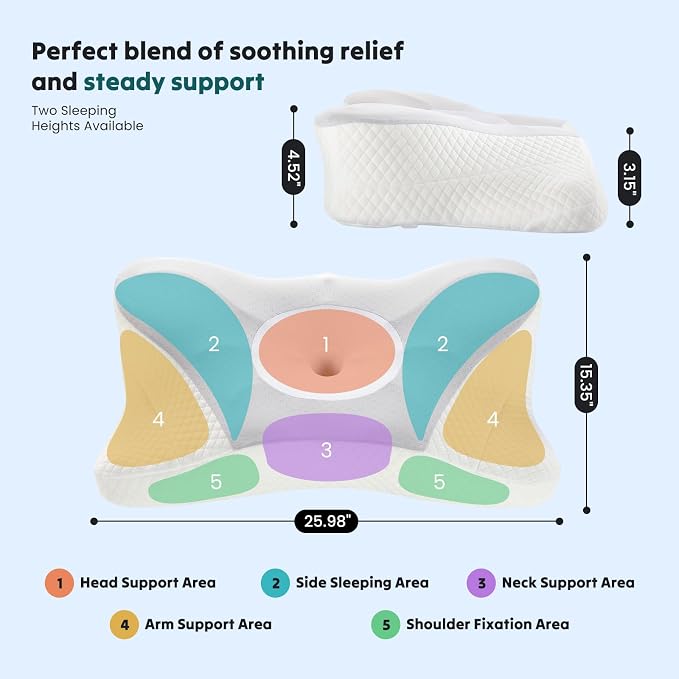 DUMOS Cervical Neck Pillow Set of 2, Cooling Memory Foam Contour Pillow - Image 8