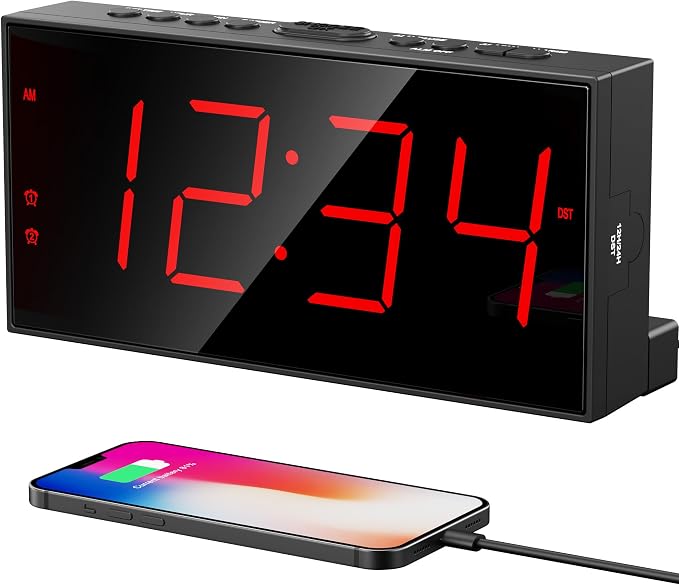 PPLEE Alarm Clock for Bedroom, Large Number Digital Clock by PPLEE