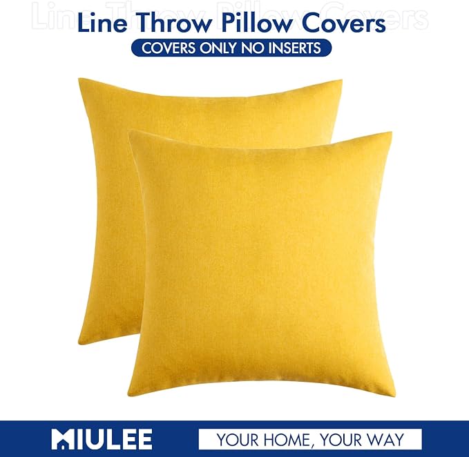 MIULEE Pack of 2 Decorative Outdoor Solid Waterproof Throw Pillow Covers Faux - Image 6