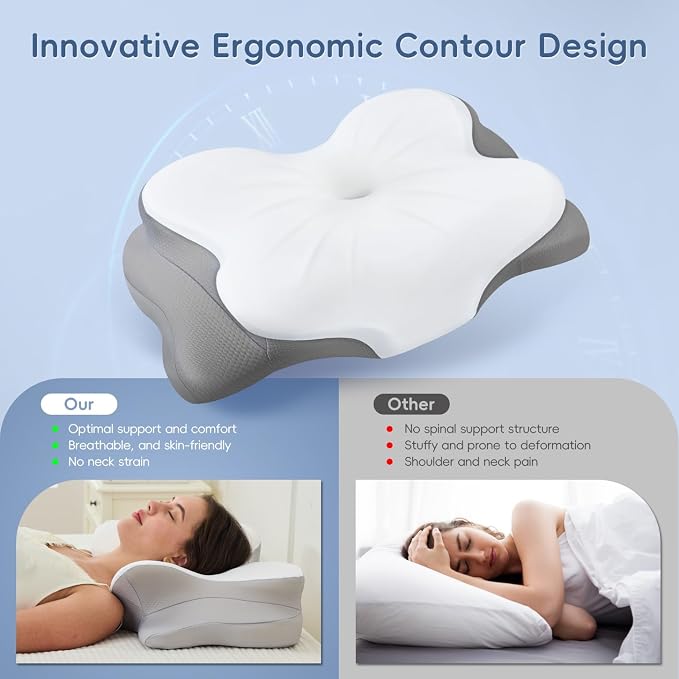 Cervical Neck Pillow, Ergonomic Memory Foam Pillows - Image 4