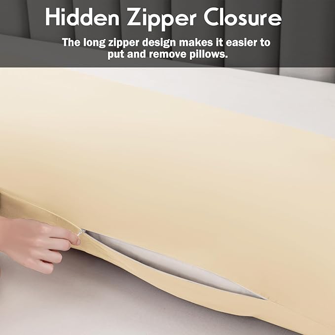 Body Pillowcase with Zipper Cooling Viscose from Bamboo Zippered Pillowcases - Image 4