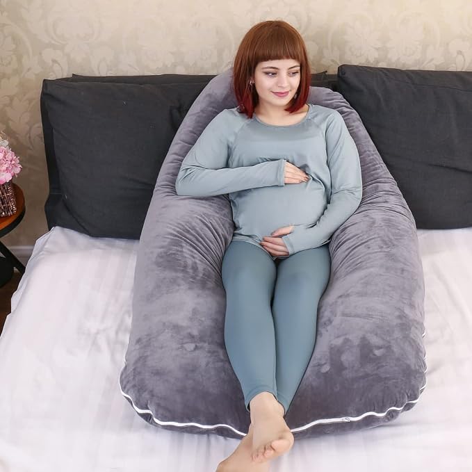 MOON PINE Pregnancy Pillow Cover, U Shaped Body Pillow Cover Only, Velvet - Image 4