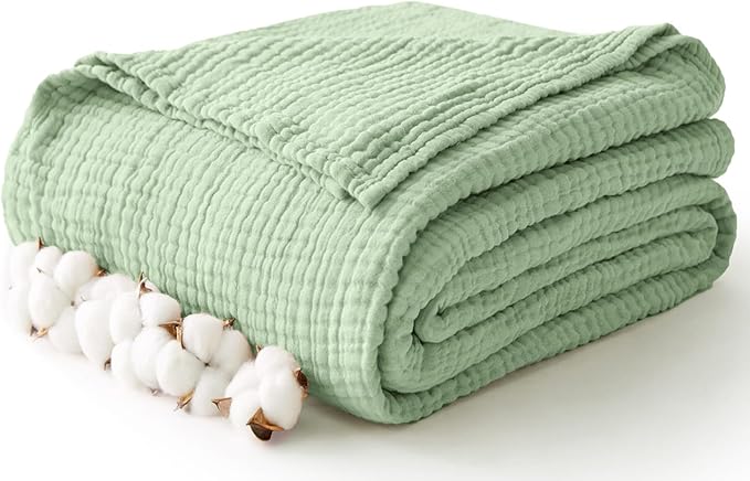 100% Cotton Muslin Blanket Twin XL 66" x 90", 6 Layers Cooling and Soft Twin - Image 3