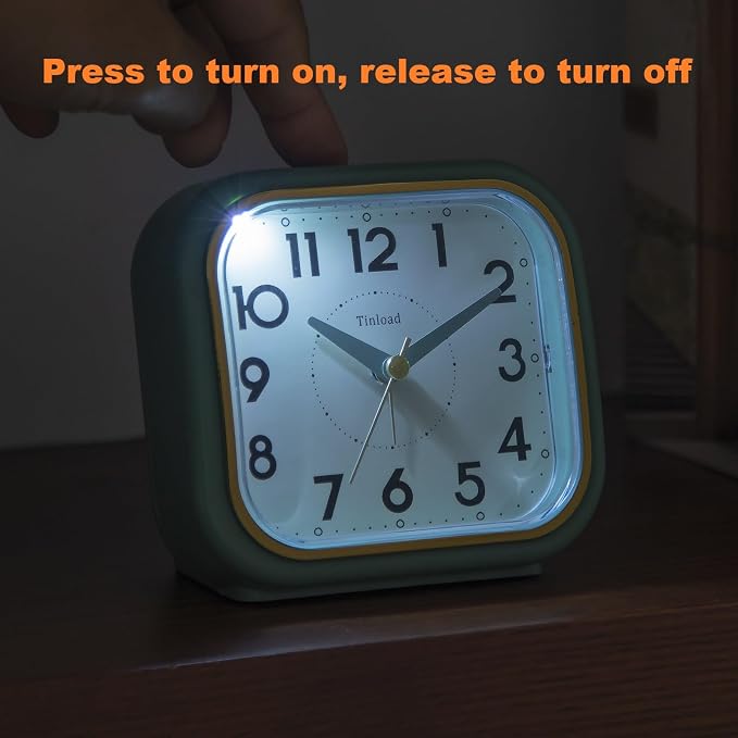 Tinload 4.3" Vintage Retro Analog Alarm Clock, Super Silent Non Ticking Clock - Image 5