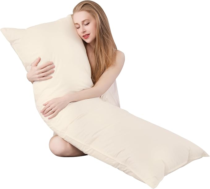 Goose Down Body Pillows for Adults, Large Body Pillow for Side Sleeper by Bildenly