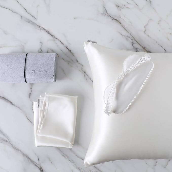 DISANGNI Silk Indulgence Set: Premium 22 Momme Mulberry Silk Pillowcase & Eye by DISANGNI