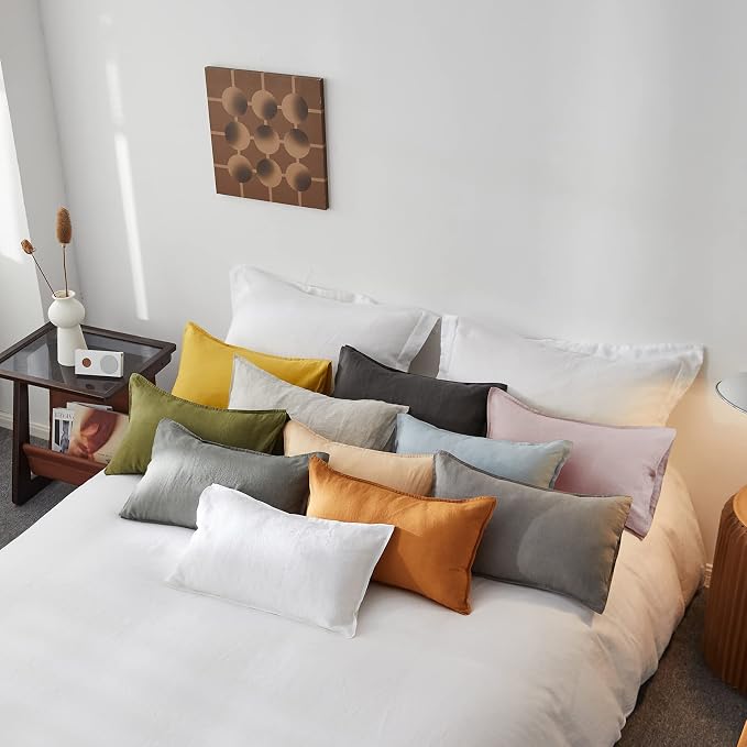 Simple&Opulence 100% Linen Lumbar Pillow Cover 12 x 20 Inches Set of 2 - Image 7