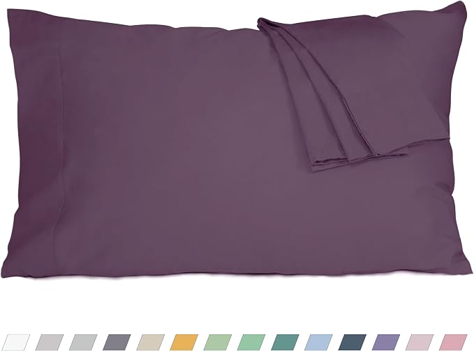 Pillow Cases, Standard Queen Size Cotton Percale Weave Pillowcases, Pre-Shrunk by HOMTEC