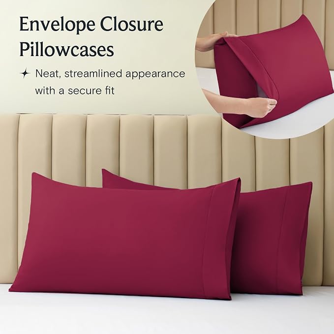 LuxClub 4 PC Full Sheet Set, Breathable Luxury Bed Sheets, Deep Pockets 18" - Image 3