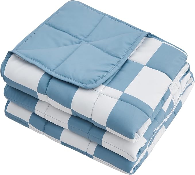 Blue Checkered Weighted Blanket - Image 7