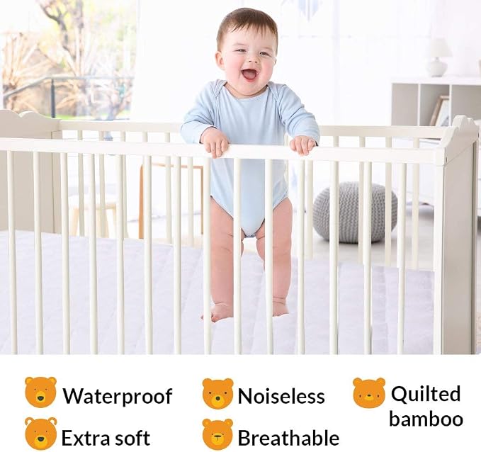 PlushDeluxe Crib Mattress Protector, 100% Waterproof, Ultra Soft Viscose Made - Image 5