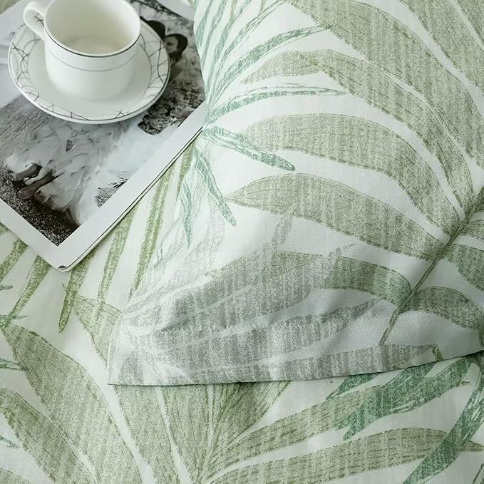 OAITE Duvet Cover King Size, Reversible Leaf Green Duvet Cover Set - Image 4