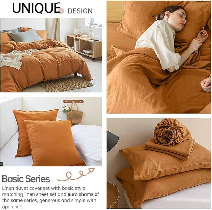 Simple&Opulence 100% Linen Duvet Cover Set 3pcs Basic Style Natural French - Image 5