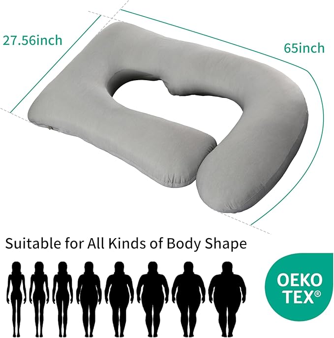 U-Shaped Pregnancy Pillow for Sleeping, Full Body Support for Back, HIPS & - Image 2