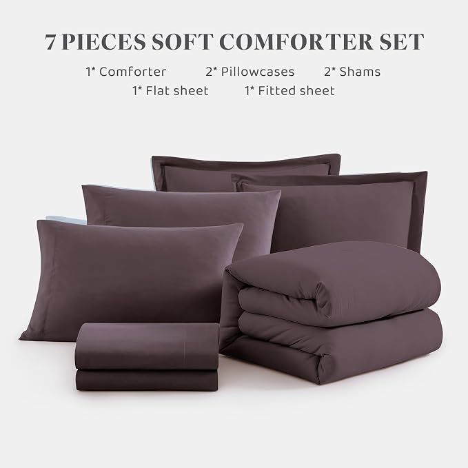 WRENSONGE Full Size Comforter Set- 7 Pieces Artic Plum Bed in a Bag Full Size - Image 7