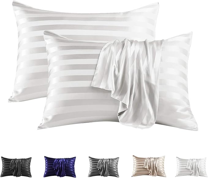 MR&HM Satin Pillowcase for Hair and Skin, Silk Satin Pillowcase 2 Pack by MRHM