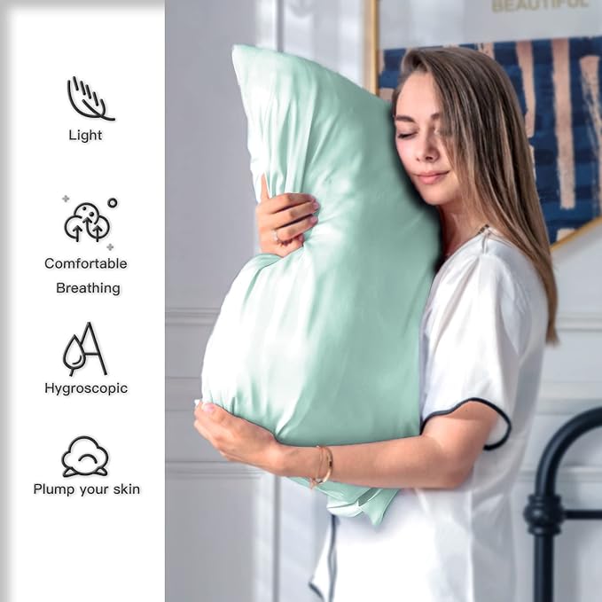 Silk Pillow Cases 2 Pack, Soft Breathable and Sliky Standard Size Pillow Cases - Image 4